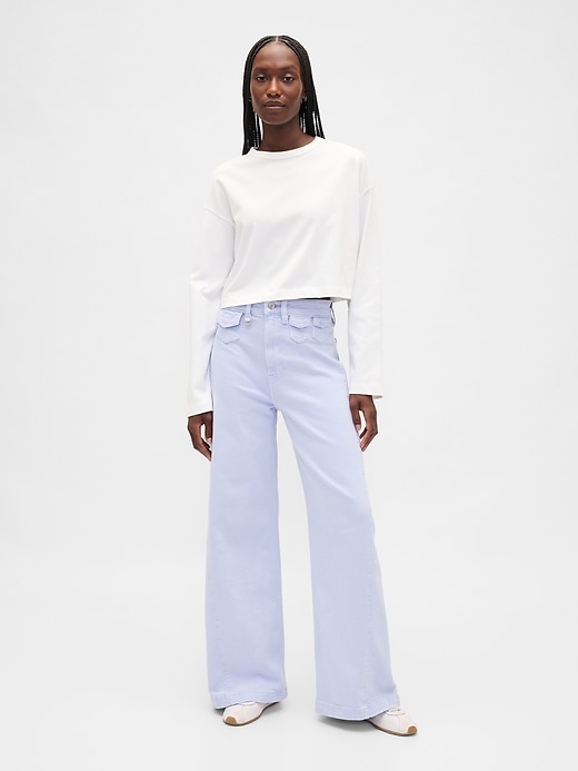 Image number 1 showing, Sky High Rise Stride Wide-Leg Jeans