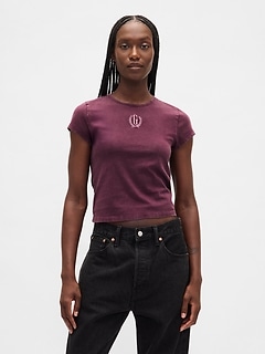 Cotton Jersey Crop Logo T-Shirt