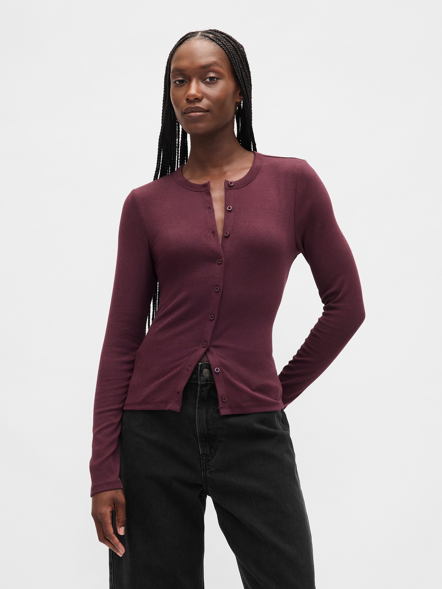 Gap Modern Crewneck Cardigan In Red