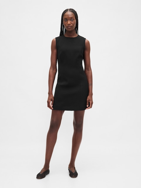 High-Neck Mini Shift Dress