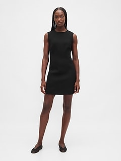 High-Neck Mini Shift Dress