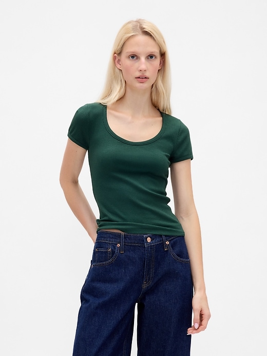 Image number 1 showing, Modern Rib Scoop Crop T-Shirt
