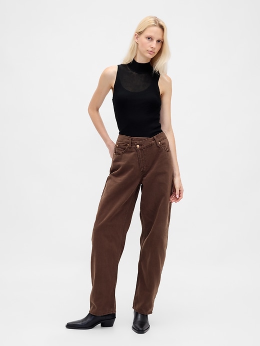 Image number 1 showing, High Rise UltraSoft Crossover Barrel Jeans