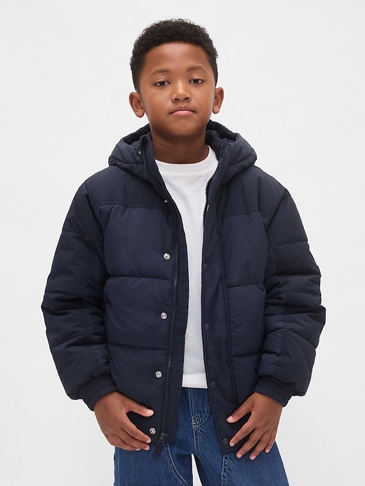 thumbnail image 2 of Kids Boys Padded Bubble Coat – Navy Blue, Polyester Winter School Jacket, A2Z 4 Kids® 2 of 6