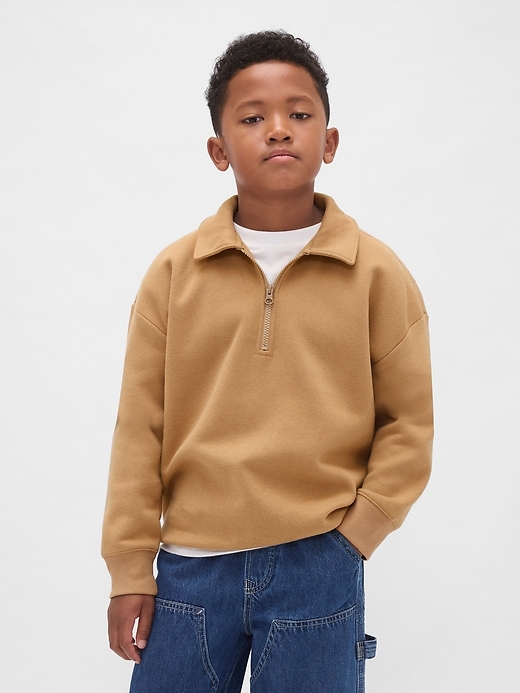 1 of 8 showing, with the color Camel hair of product Kids VintageSoft Quarter-Zip Pullover