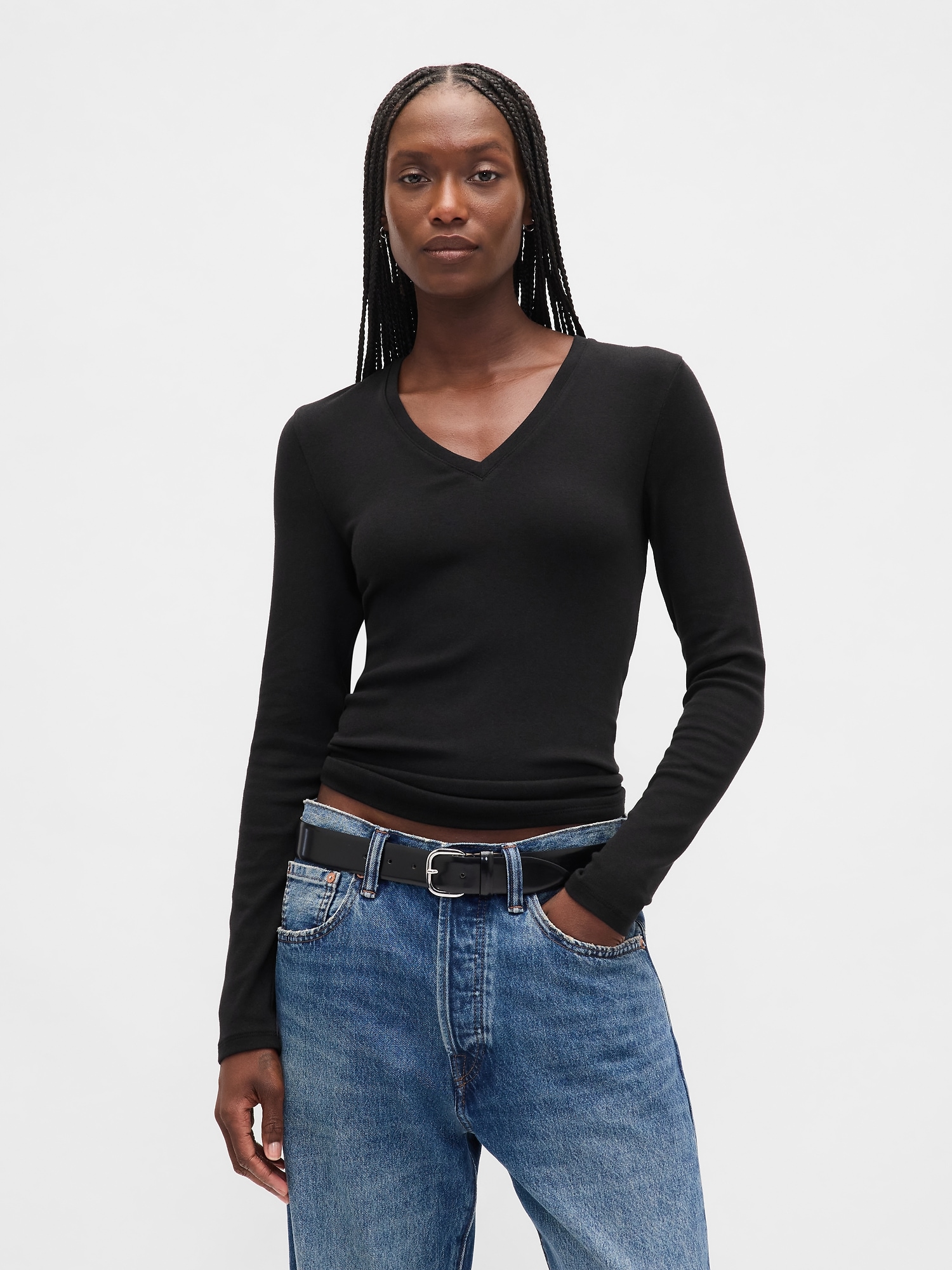 Modern V-Neck T-Shirt - Black