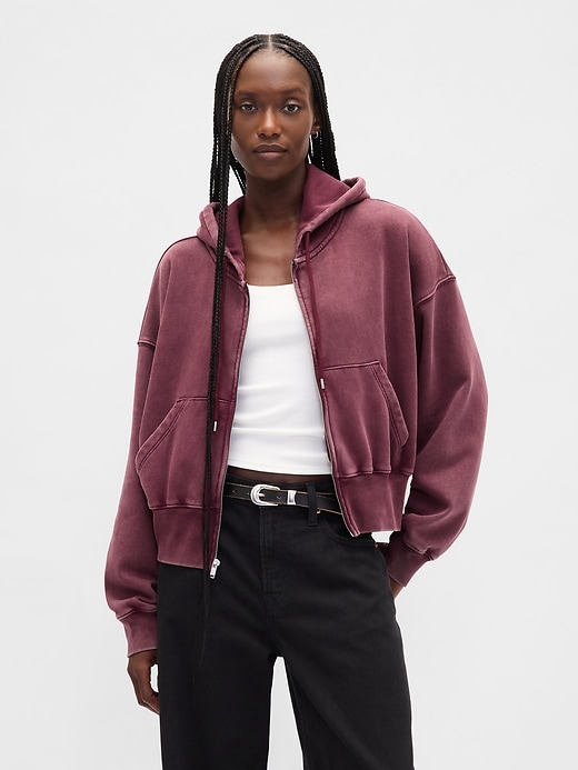 Image number 1 showing, VintageSoft Full-Zip Wedge Hoodie