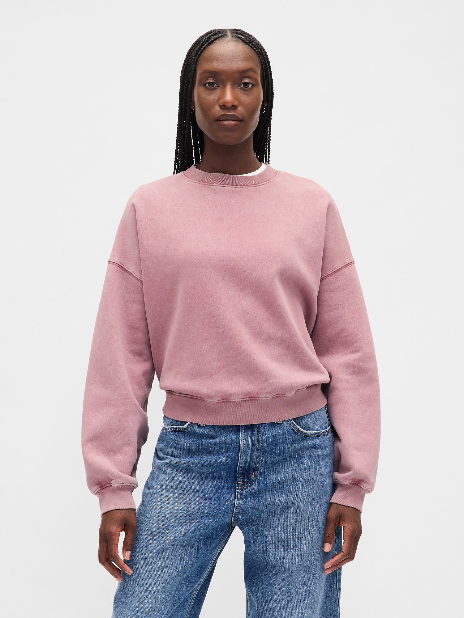 VintageSoft Wedge Crewneck Sweatshirt - Mauve Pink Wash