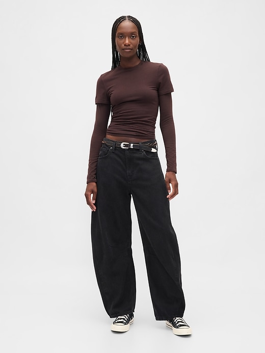 Image number 1 showing, High Rise UltraSoft Horseshoe Jeans