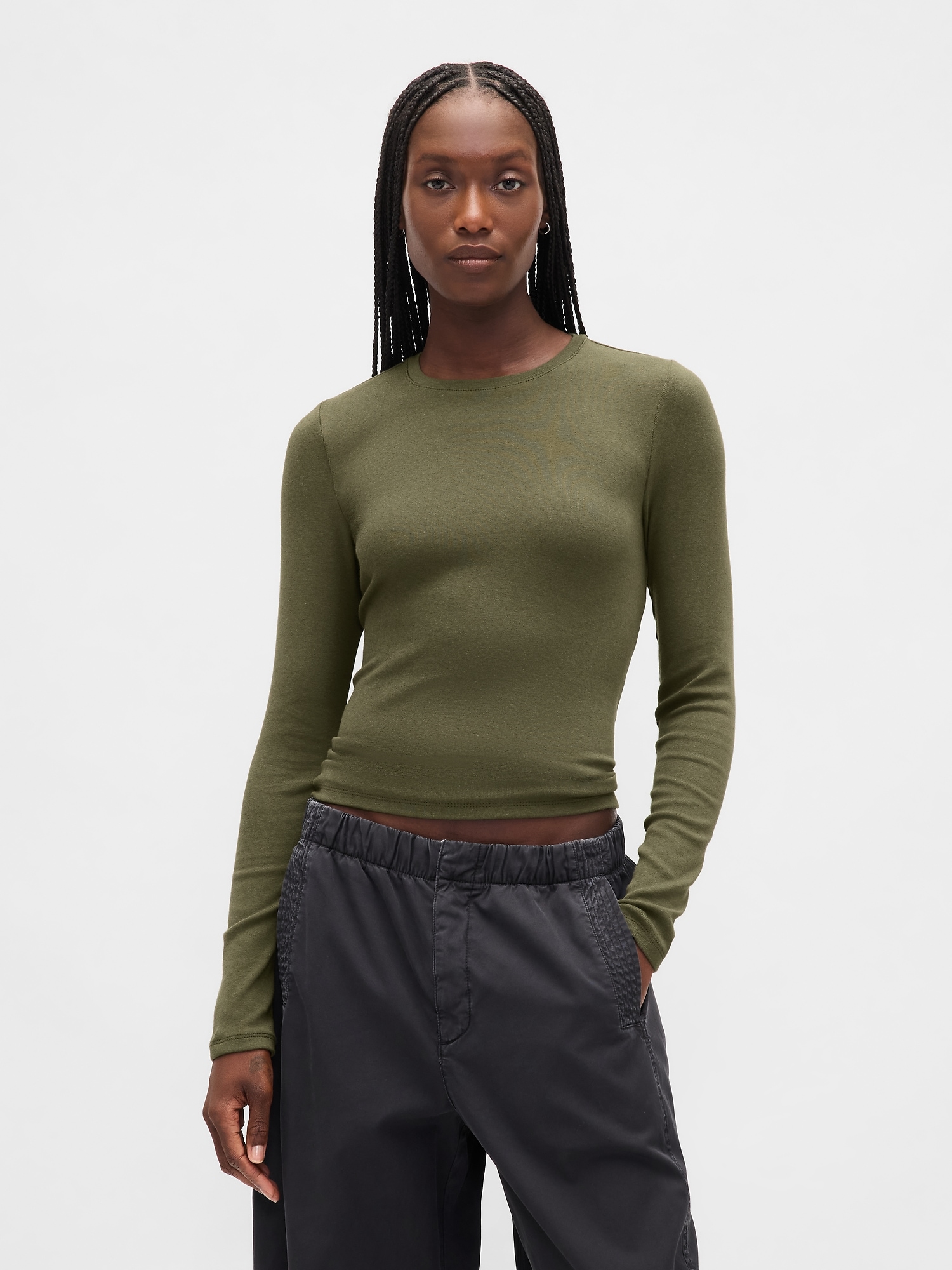 Modern Shrunken T-Shirt - Army Jacket Green