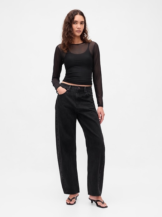 2 of 8 showing, with the color Black of product Mesh Crop T-Shirt