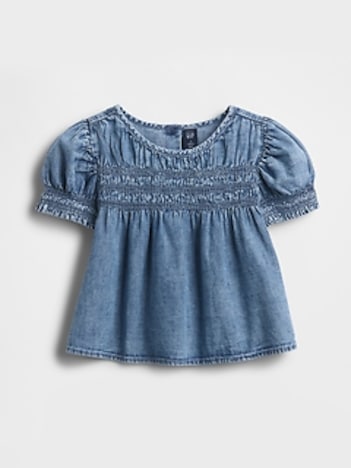 Toddler Denim Smocked Top