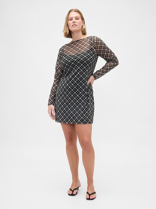 Image number 3 showing, Mesh Boatneck Mini Dress