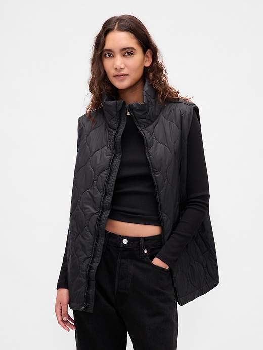 Image number 1 showing, Recycled Lightweight Quilted Puffer Vest