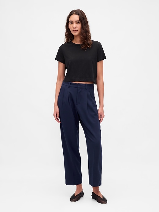 Image number 1 showing, 365 High Rise Brushed Twill Taper Ankle Trousers
