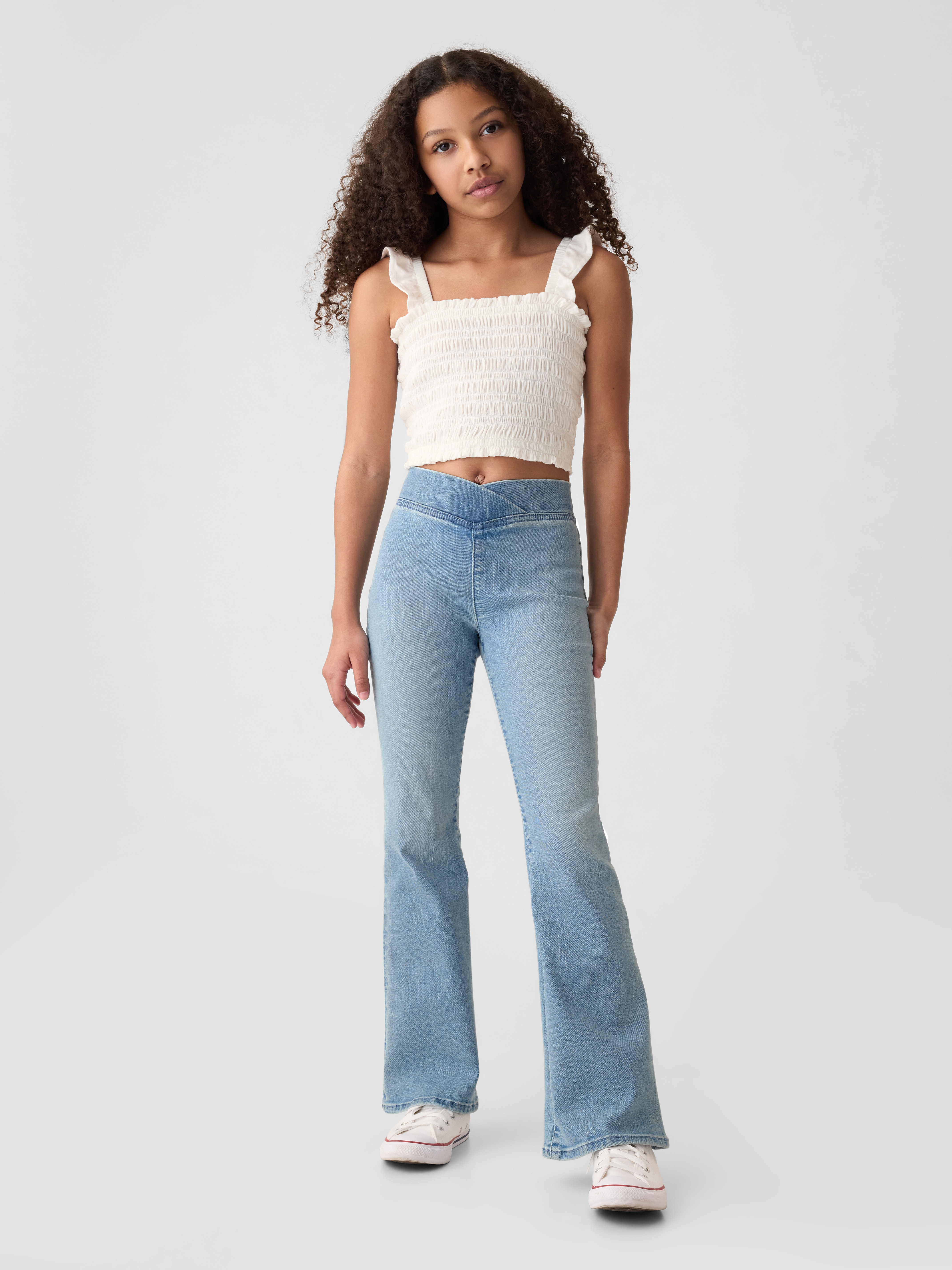Kids High Rise Crossover Flare Jeans