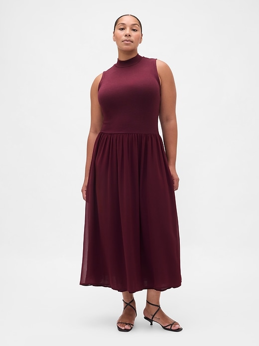 Image number 2 showing, Modern Mockneck Mixed Media Maxi Dress