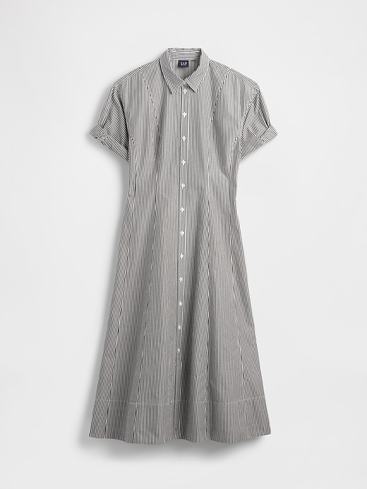 Image number 7 showing, Poplin Roll-Cuff Midi Shirtdress