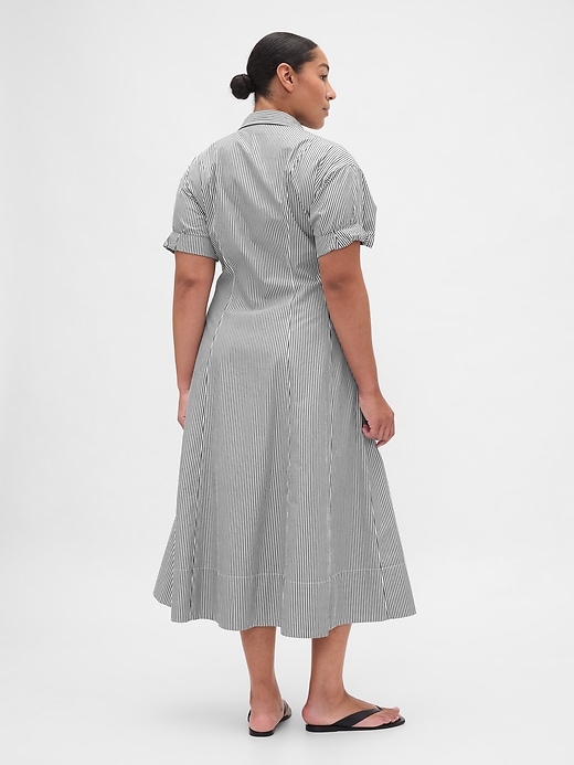 Image number 6 showing, Poplin Roll-Cuff Midi Shirtdress