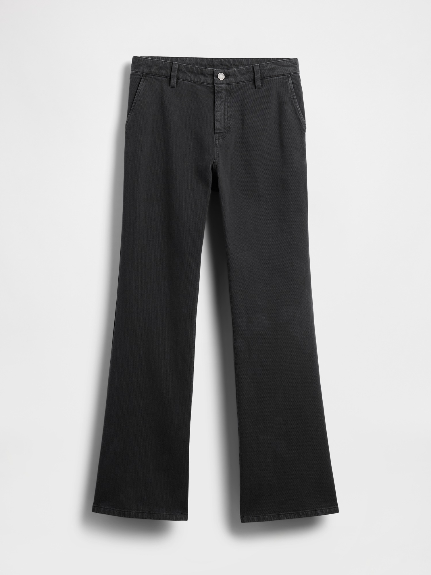 Женские брюки Gap Low Rise Relaxed Flare Khakis, цвет: Чёрный — фото 7