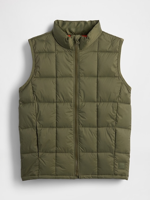 2 of 8 showing, with the color Army jacket green of product Kids Recycled Lightweight Puffer Vest