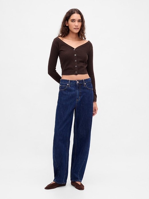 Image number 2 showing, Lightweight CashSoft Crop Button-Front Top
