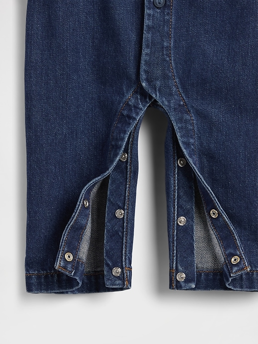 Image number 4 showing, Baby Denim Bear Logo Coveralls