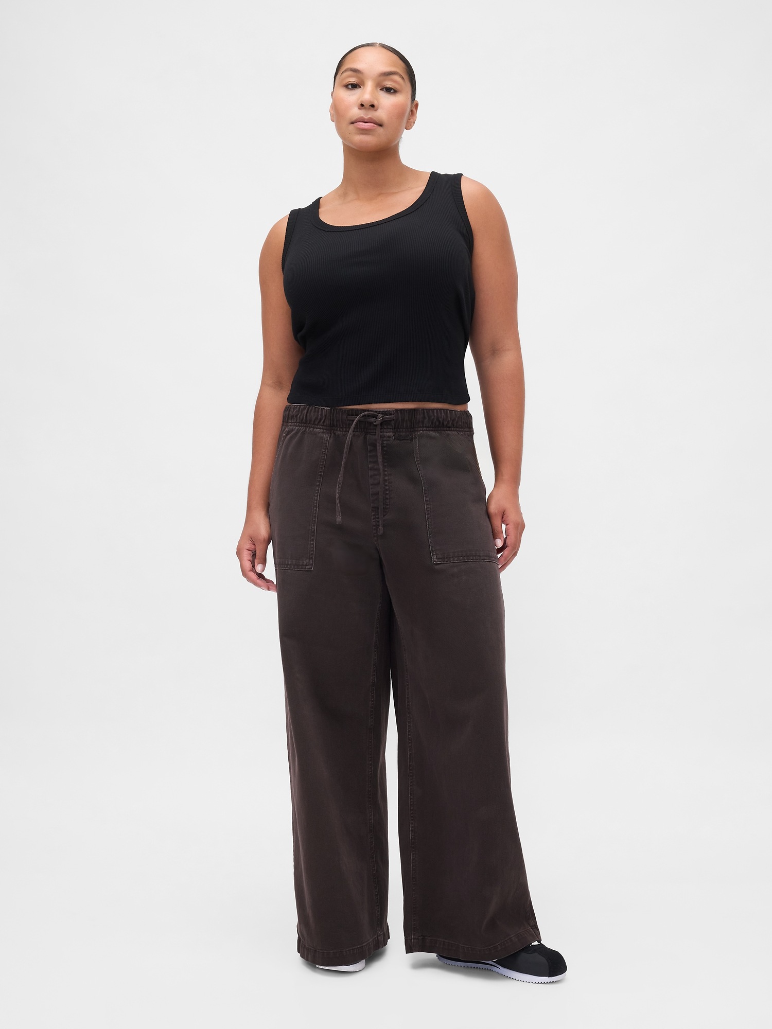 Женские брюки Gap Mid Rise Easy Baggy, цвет: Коричневый — фото 5