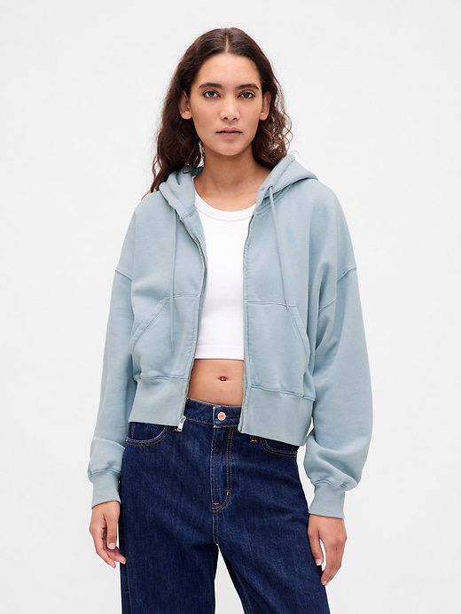 Image number 1 showing, VintageSoft Full-Zip Wedge Hoodie