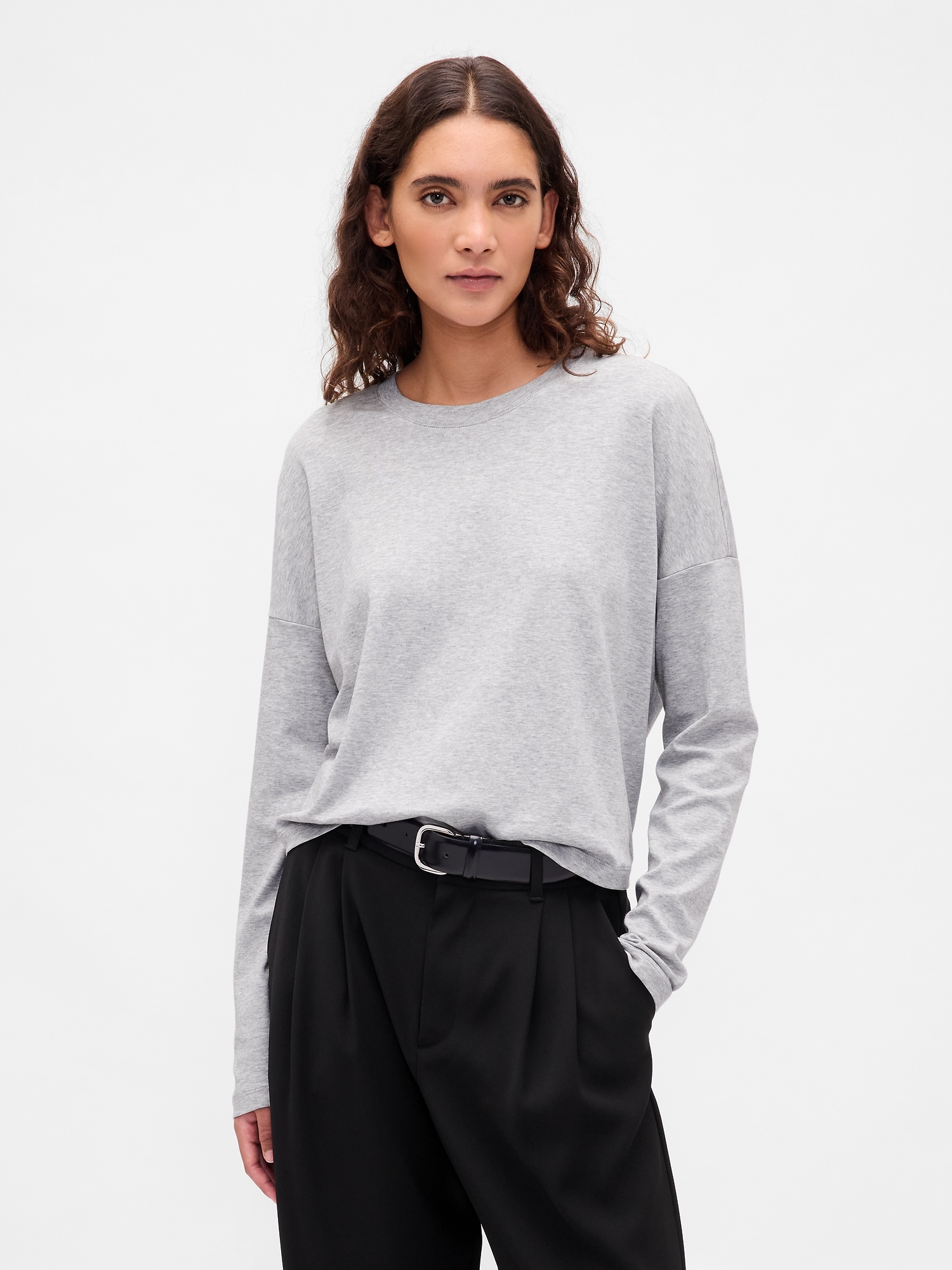 Gap Supima® Cotton Oversized Crop T-shirt In Gray
