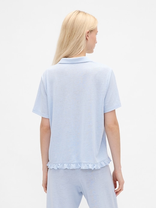 Image number 3 showing, Linen-Blend Ruffle PJ Shirt