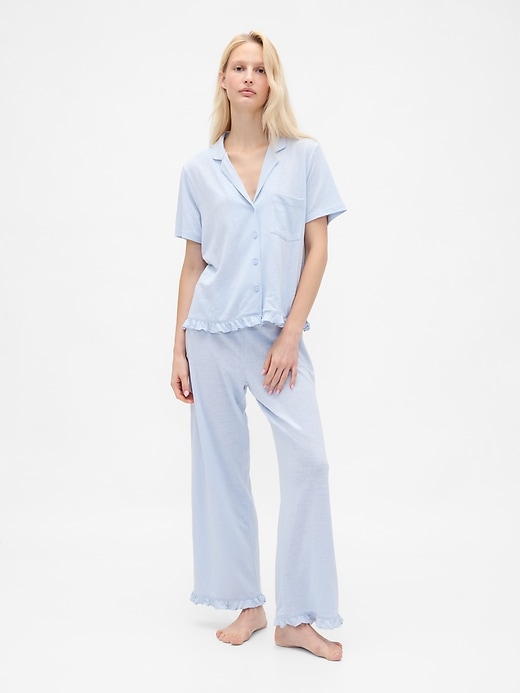Image number 2 showing, Linen-Blend Ruffle PJ Shirt