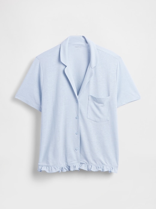 Image number 4 showing, Linen-Blend Ruffle PJ Shirt