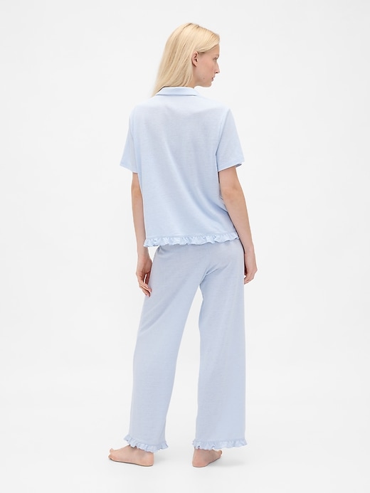 Image number 3 showing, Linen-Blend Ruffle PJ Pants