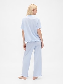 Linen-Blend Ruffle PJ Pants
