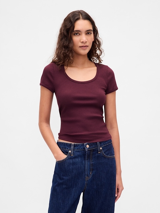 Image number 1 showing, Modern Rib Scoop Crop T-Shirt