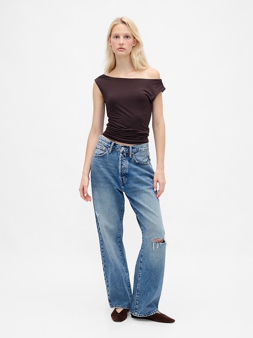 Image number 2 showing, Off-Shoulder Ruched Crop Top