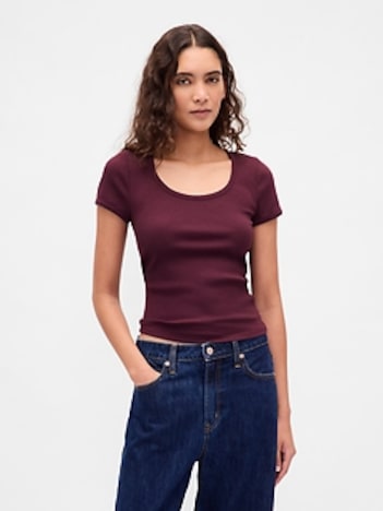 Modern Rib Scoop Crop T-Shirt