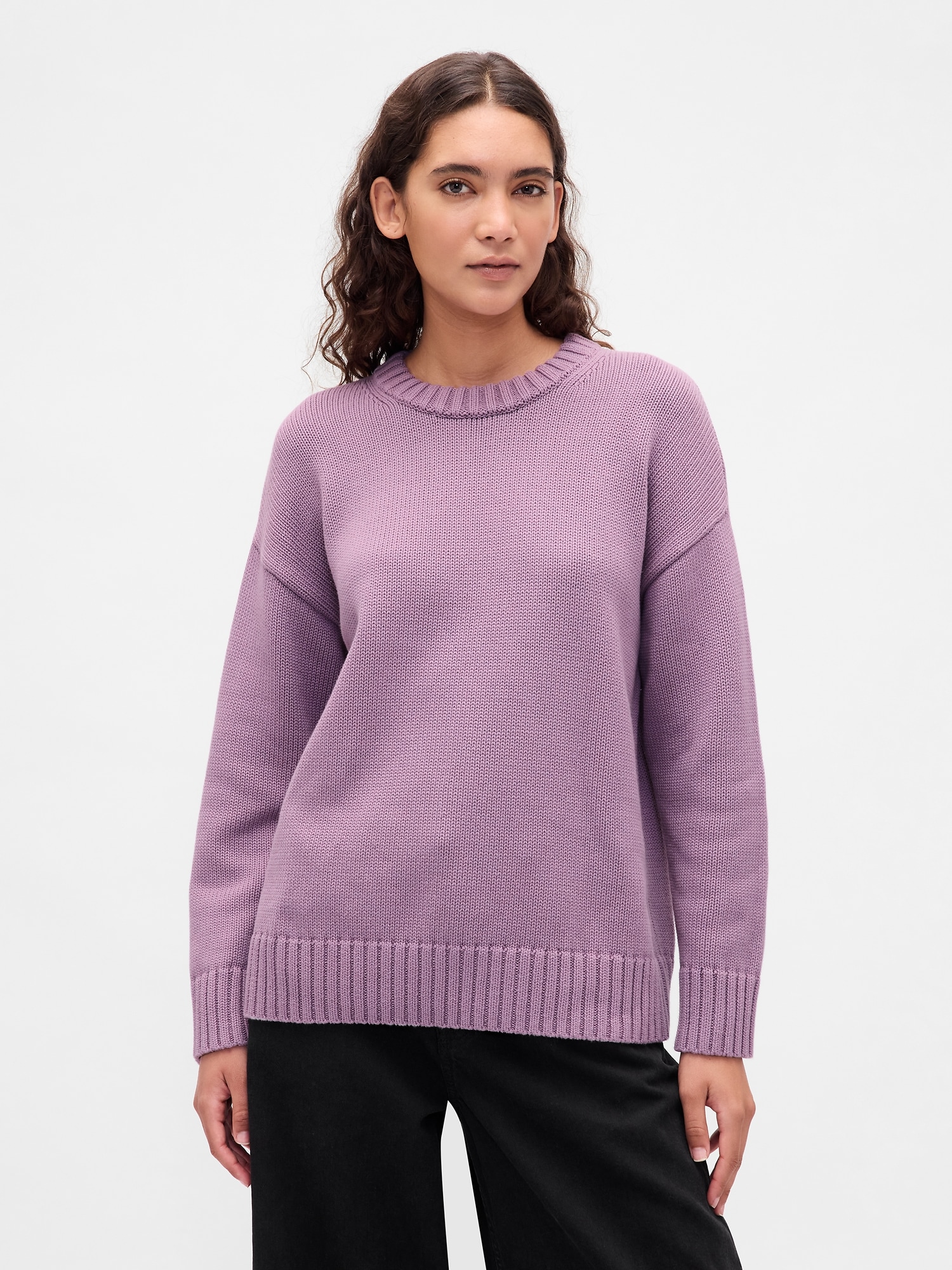 100% Cotton Oversized Sweater - Purple