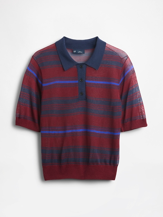 Image number 5 showing, Sheer Crop Polo Sweater