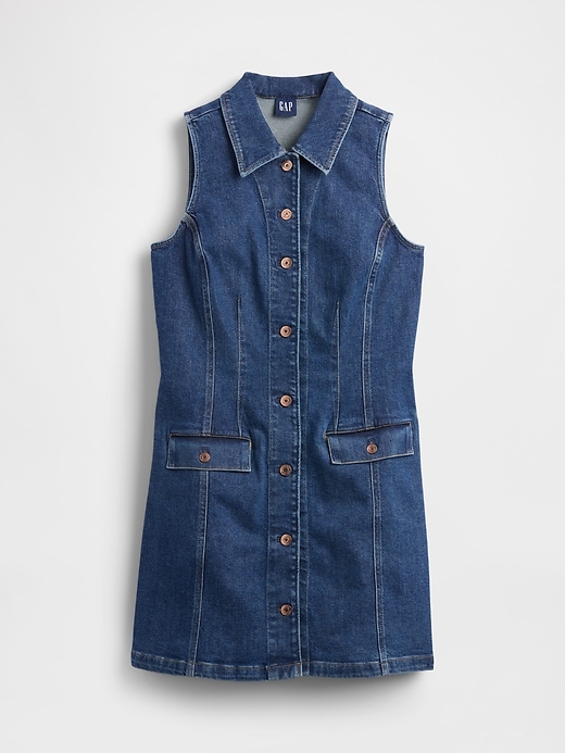 Image number 2 showing, Denim Collared Shift Mini Dress