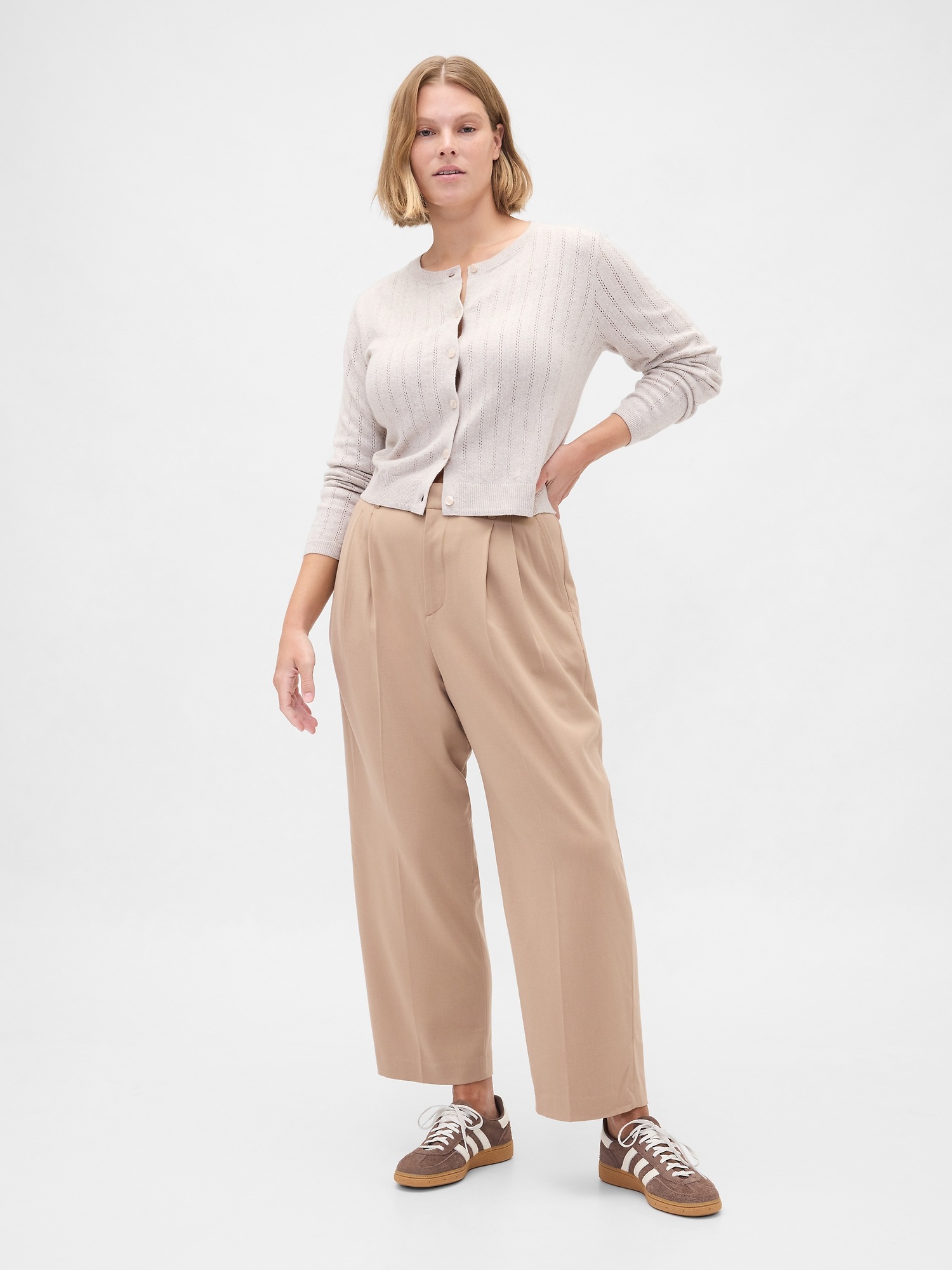 Женские брюки Gap 365 High Rise Brushed Twill Taper Ankle Trousers, цвет: Верблюжий рыжевато-коричневый — фото 5