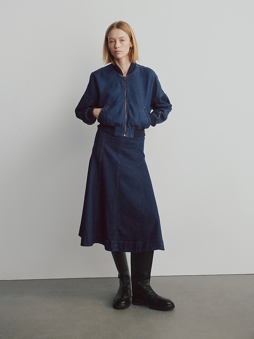 Image number 7 showing, UltraSoft Denim Crop Bomber Jacket
