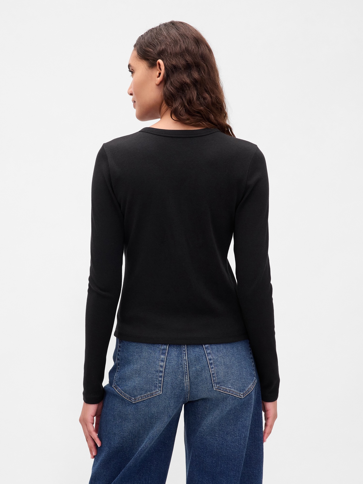 Женский кардиган Gap Modern Crewneck, цвет: Чёрный — фото 3