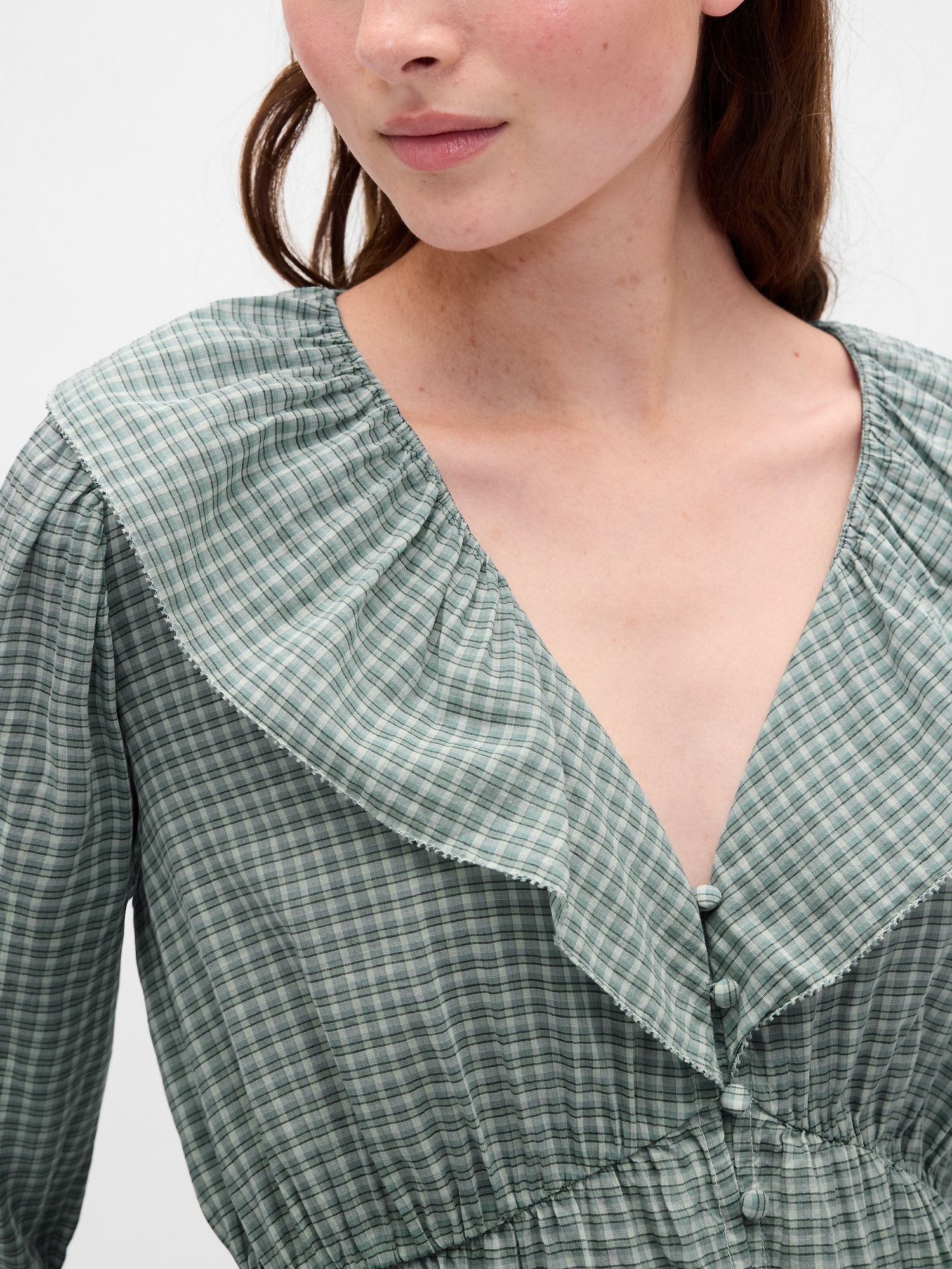 Ruffle Collar V-Neck Top