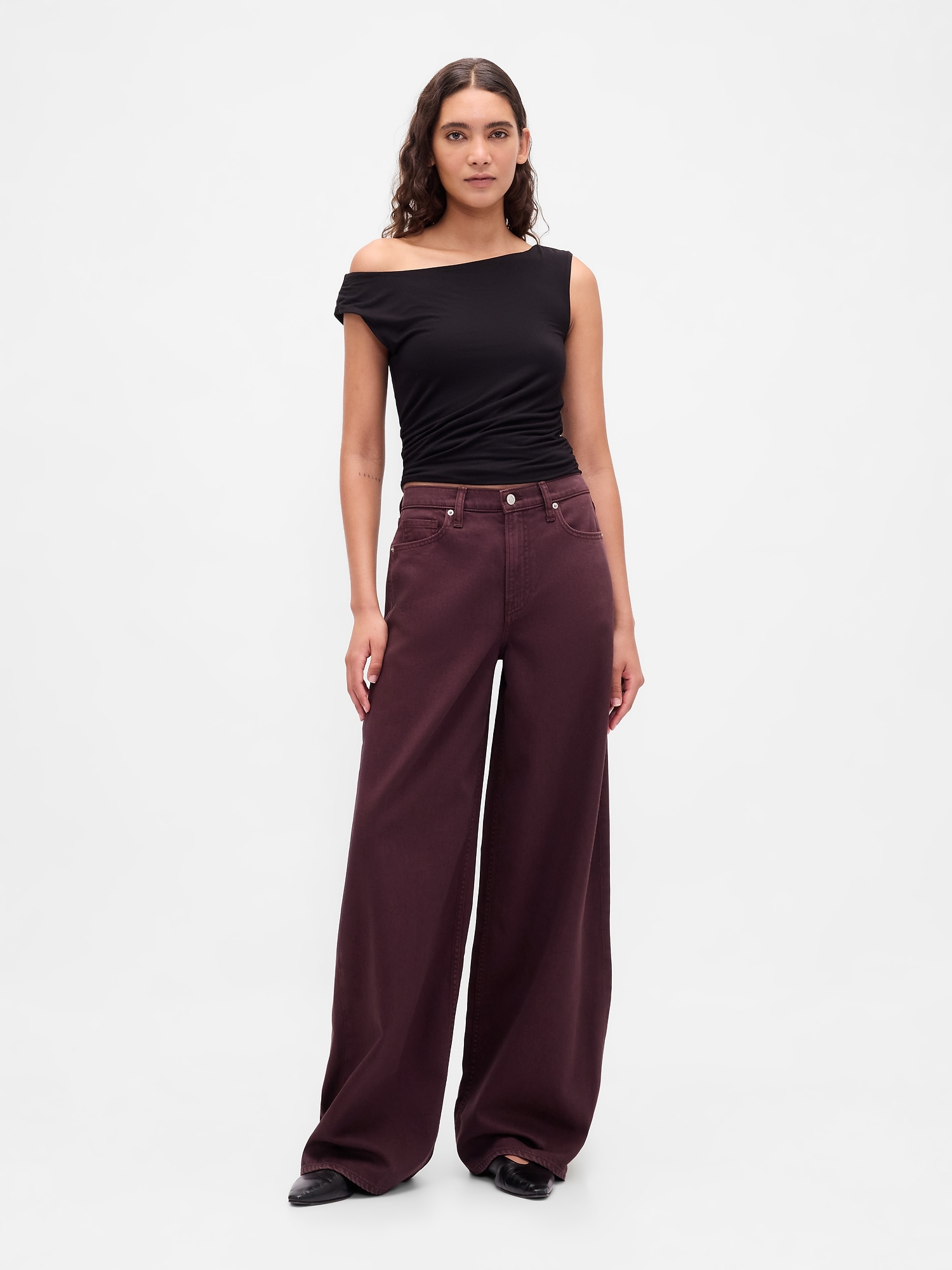 Gap Mid Rise Ultrasoft Baggy Jeans In Purple