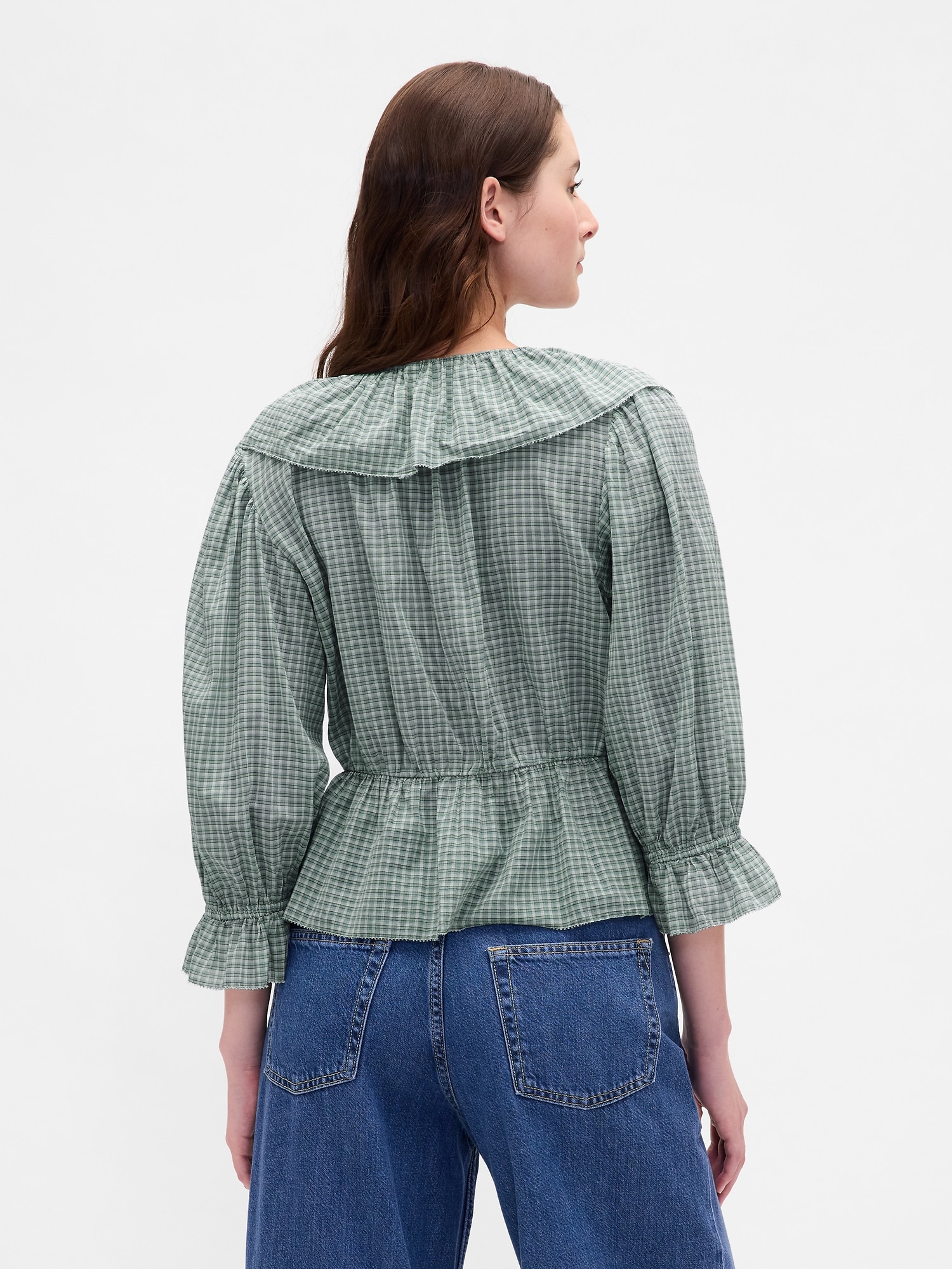 Ruffle Collar V-Neck Top
