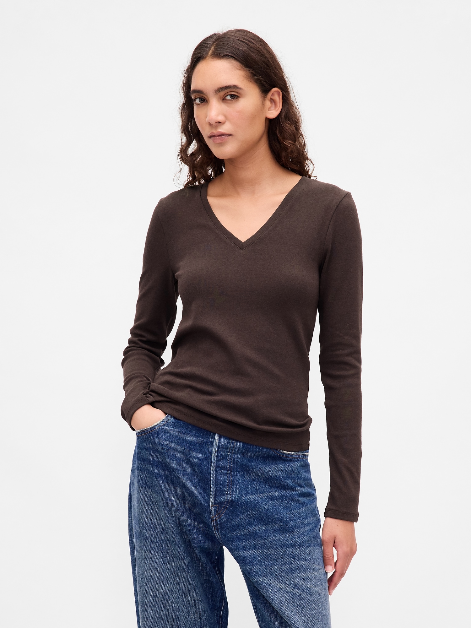 Modern V-Neck T-Shirt - Brown
