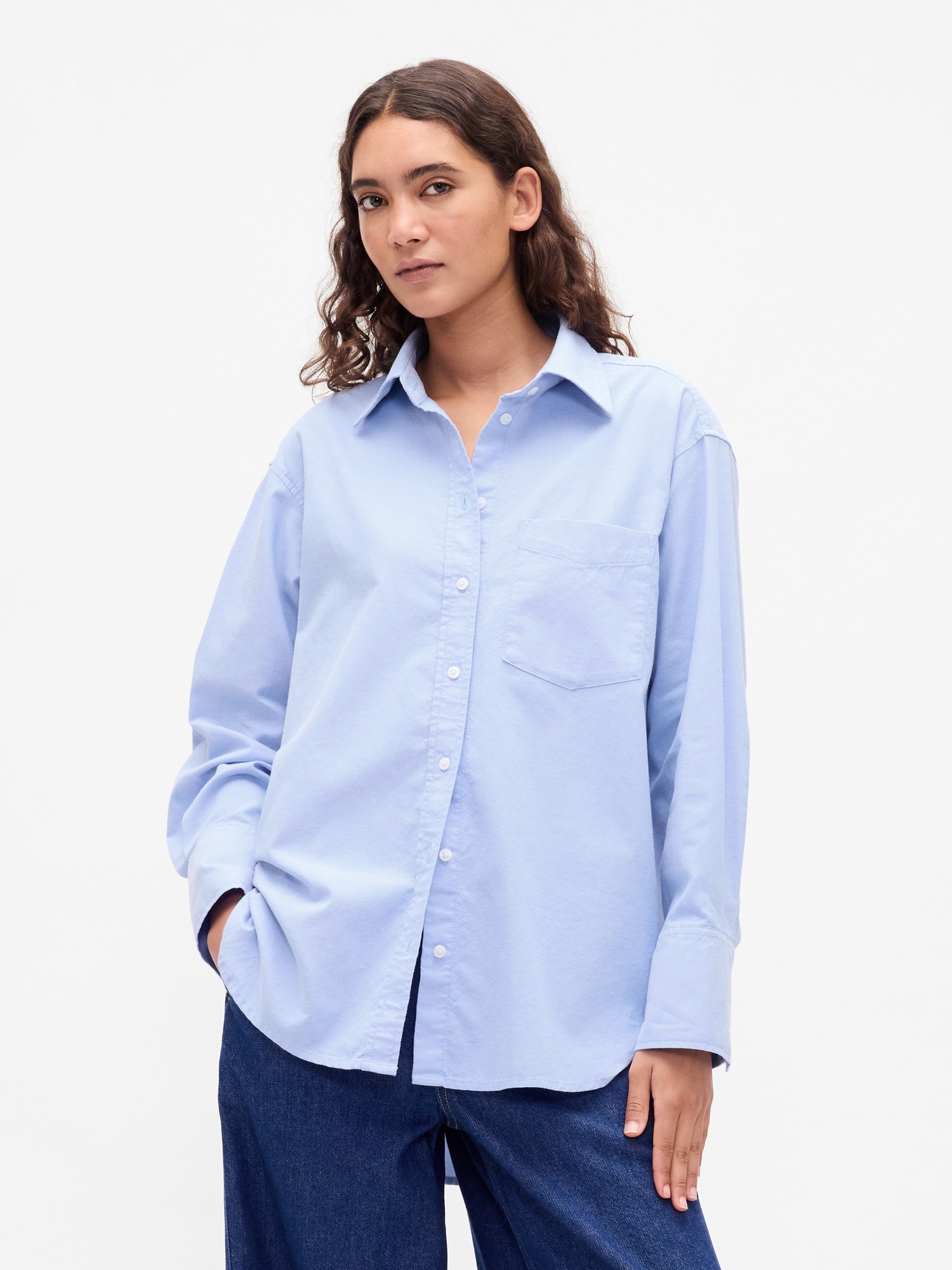 Organic Cotton Oxford Big Shirt - Shirting Blue