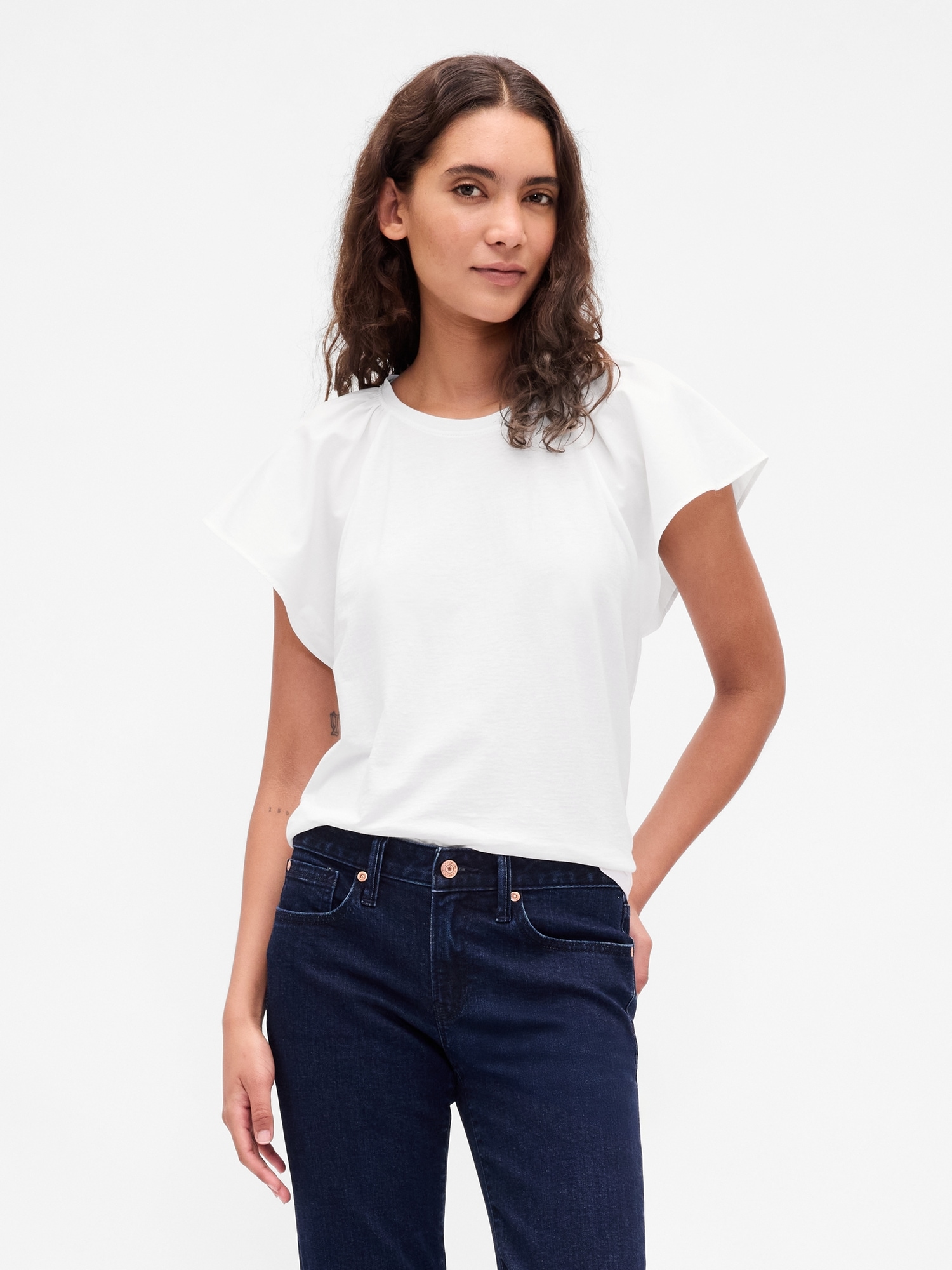 Gap Flutter-sleeve T-shirt In White
